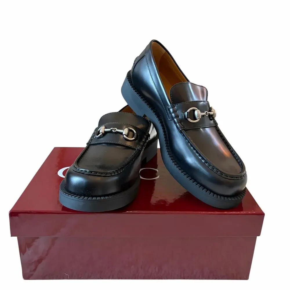Gucci Mens Horsebit Leather Loafers 794202 Black Size 11.5 US 12 NEW